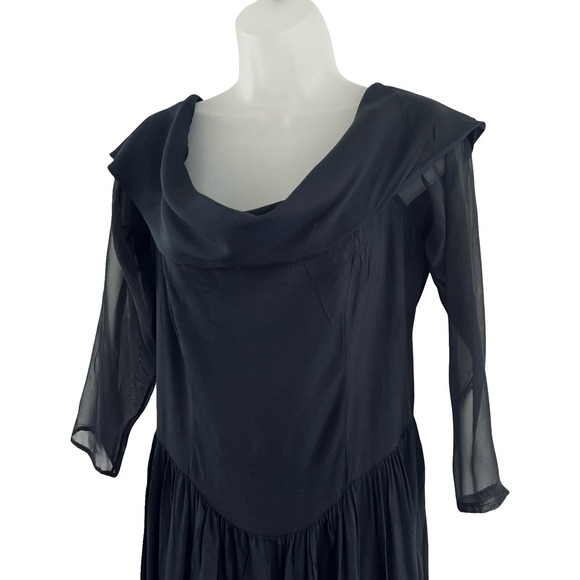 Rampage Dress Medium Black Sheer Maxi Cowl Whimsigoth Dark Romantic Y2K 90s Gown - Picture 8 of 16